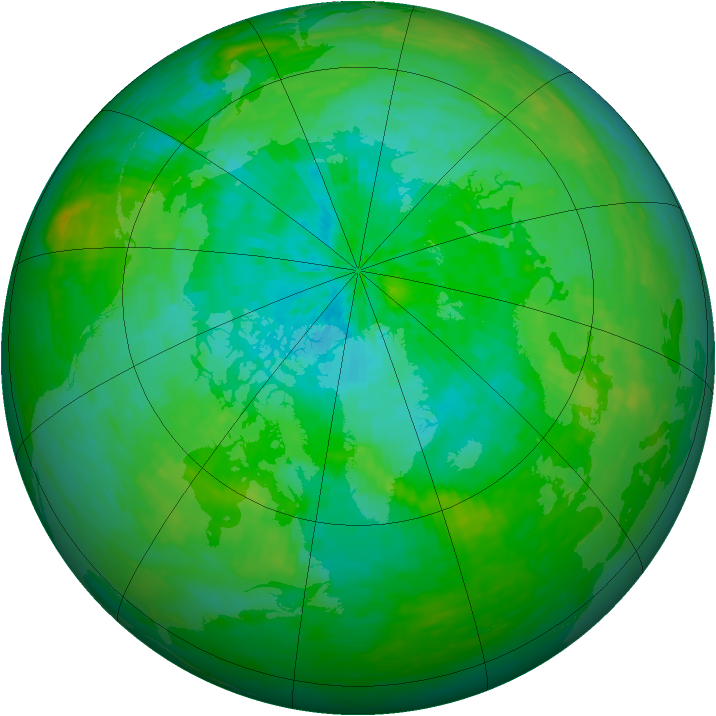 Arctic ozone map for 09 August 1990
